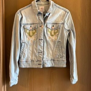 Lula roe womens embroidered jean jacket